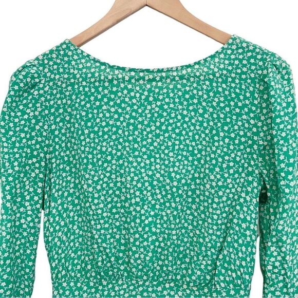 Rixo Silk Kyla Green Floral Dress - Picture 6 of 15